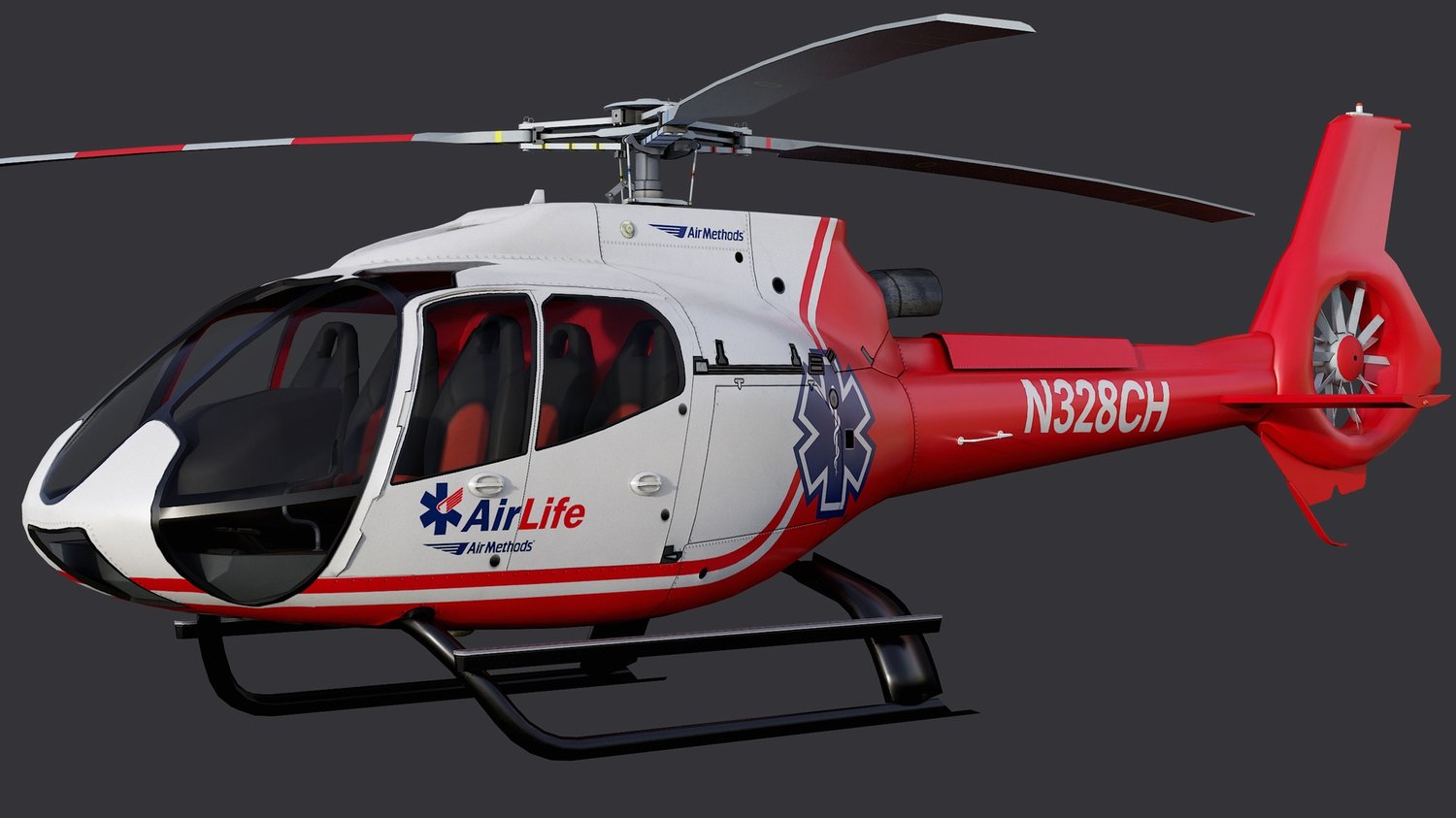 www.3dgtx.com - Animated Airbus H130 Helicopter 16 - Uber Chopper - Lowpoly PBR LOD - Image 3