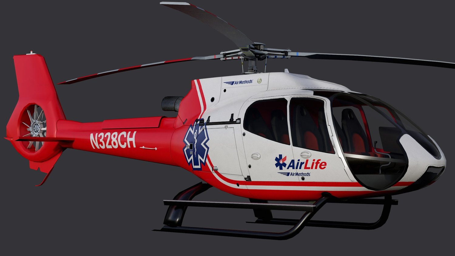 www.3dgtx.com - Animated Airbus H130 Helicopter 16 - Uber Chopper - Lowpoly PBR LOD - Image 4