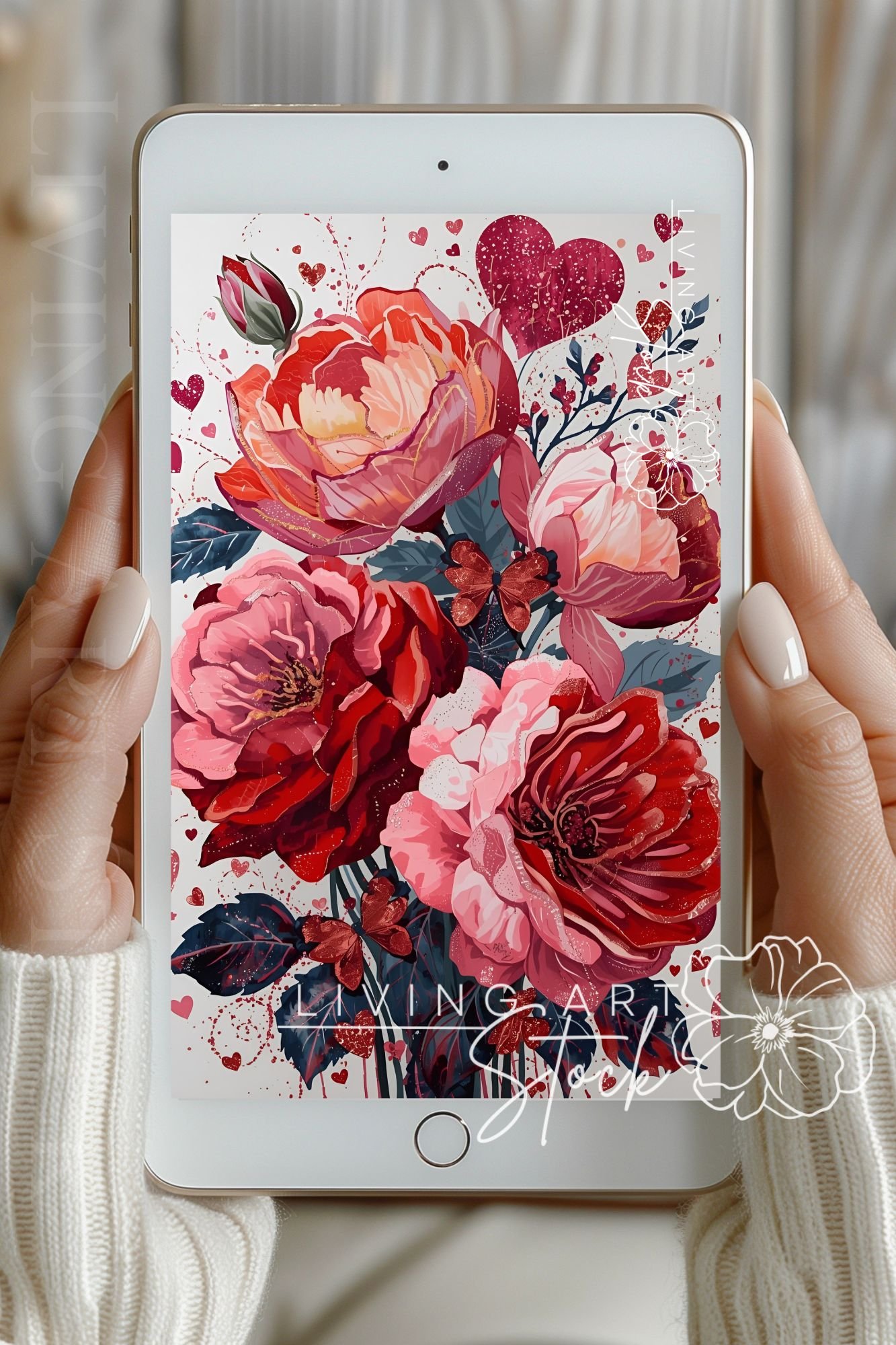 Peonies Floral Hearts Wallpaper