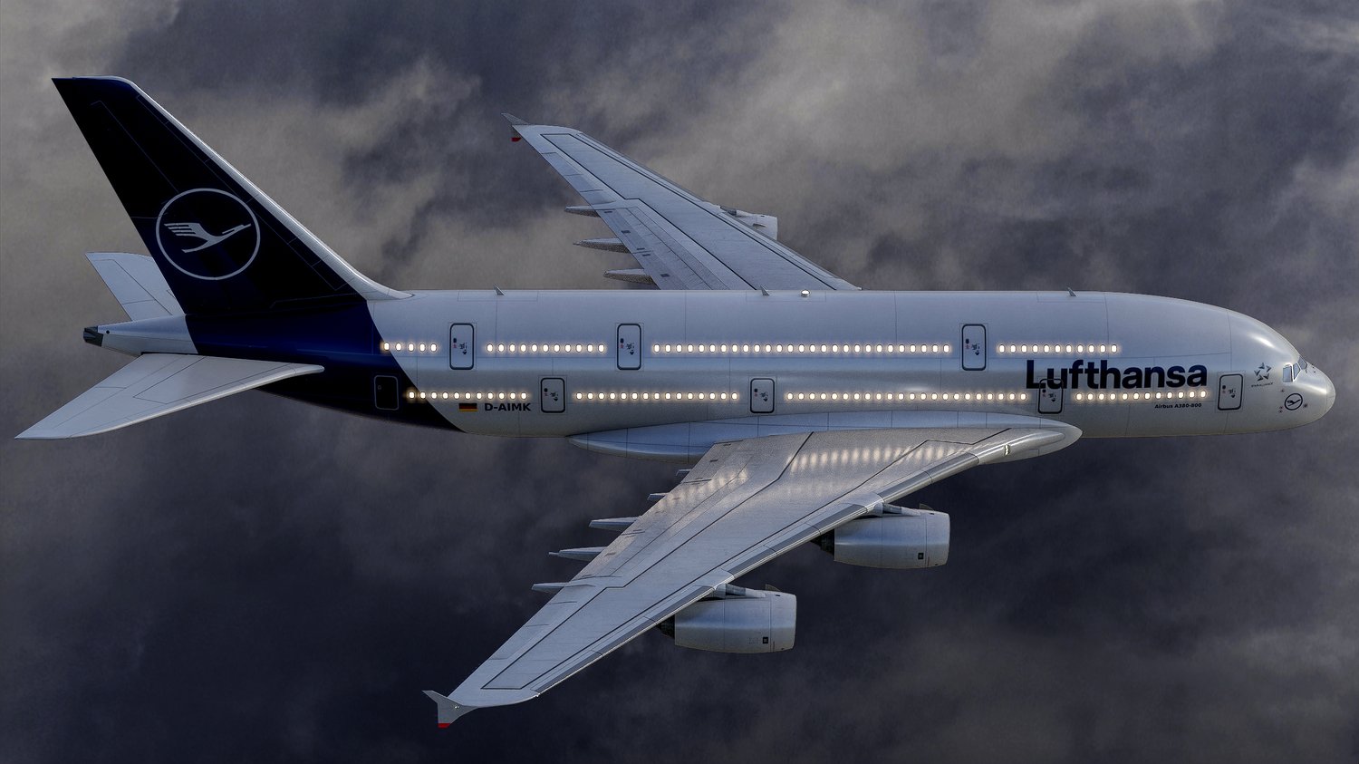 www.3dgtx.com - Animated Airbus A380-800 Airliner 1 - Lufthansa - Highpoly - Image 4