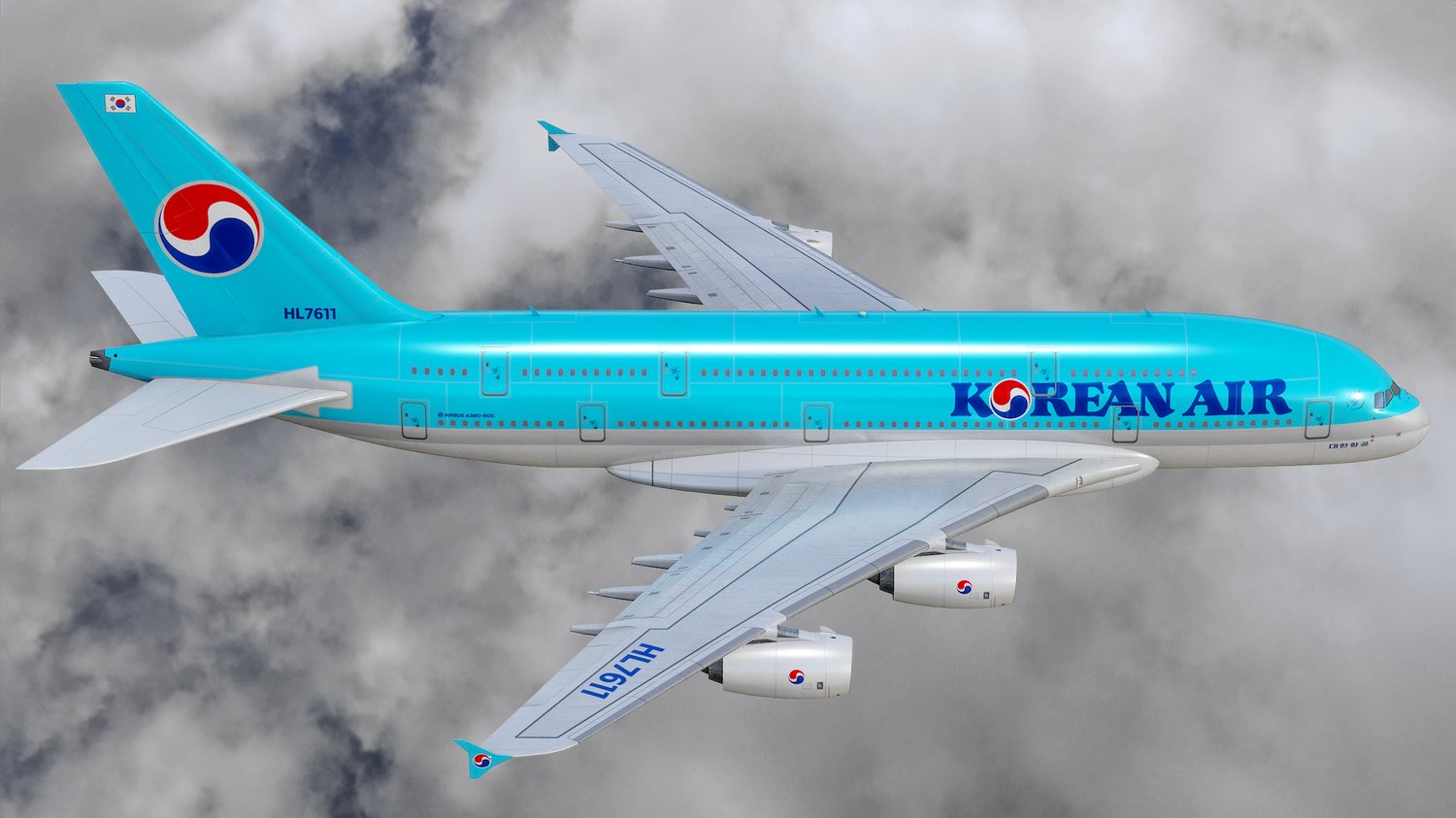 www.3dgtx.com - Animated Airbus A380-800 Airliner 2 - Korean Air - Highpoly - Image 3