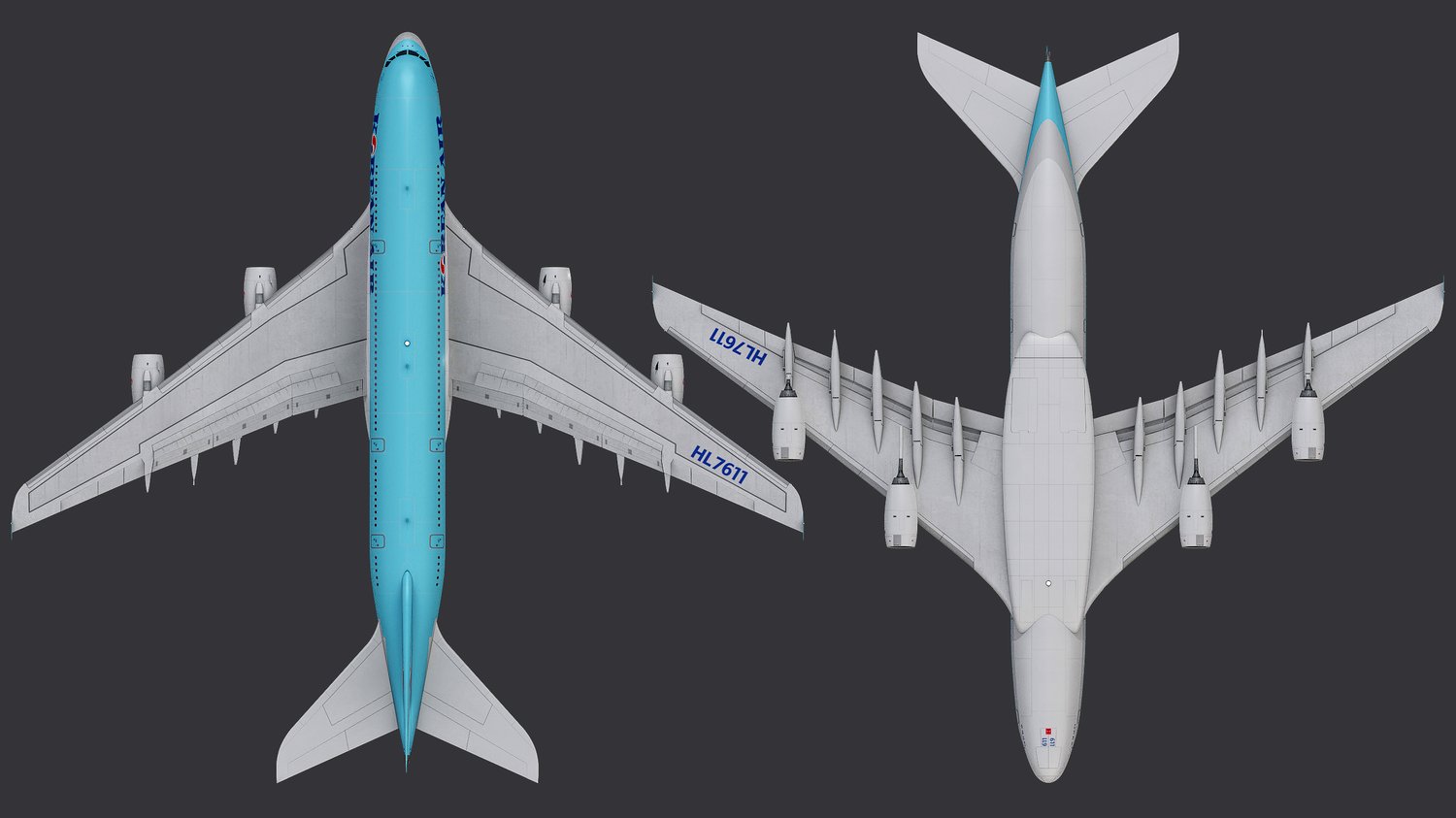 www.3dgtx.com - Animated Airbus A380-800 Airliner 2 - Korean Air livery - Highpoly - Image 2
