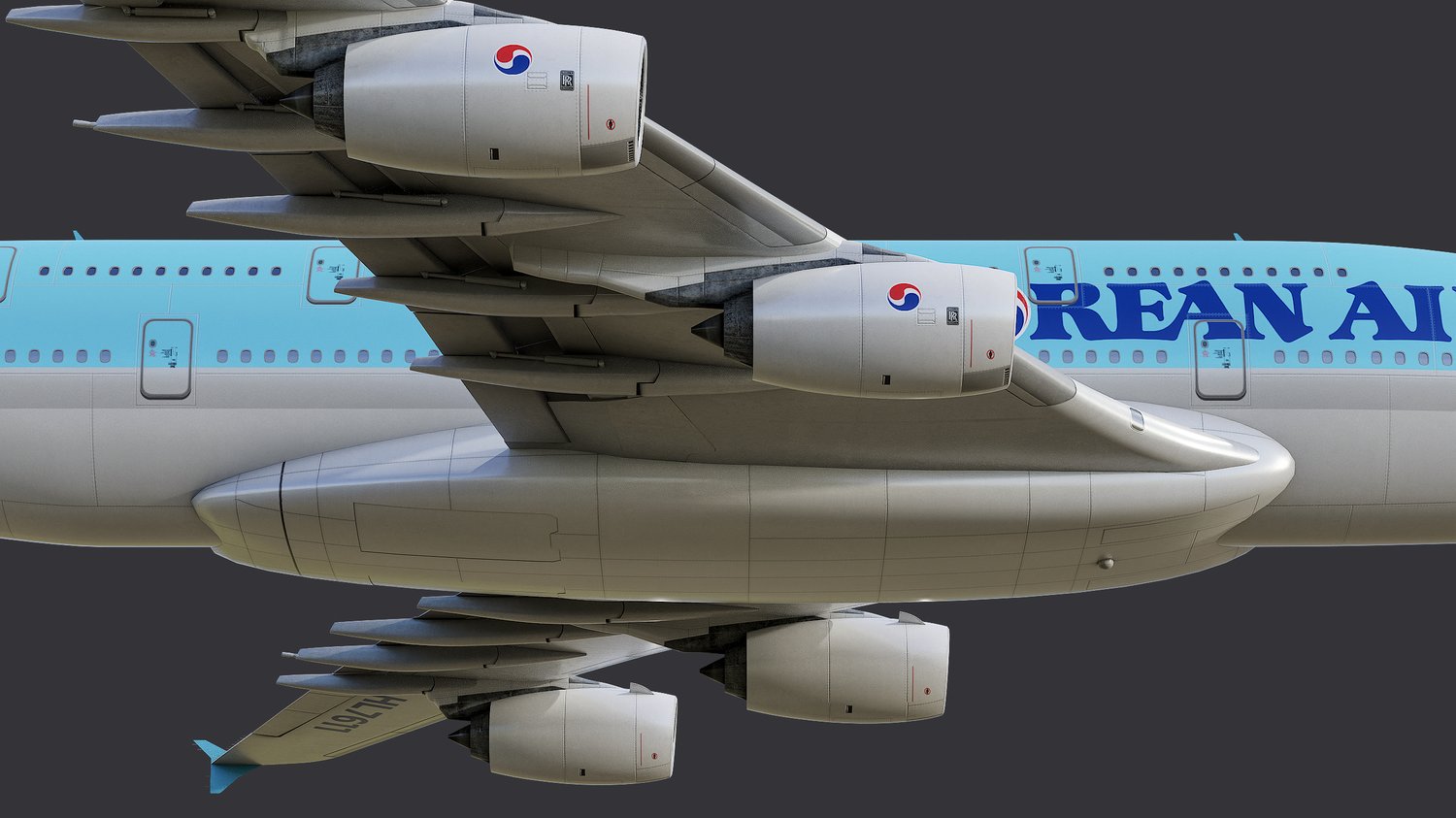 www.3dgtx.com - Animated Airbus A380-800 Airliner 2 - Korean Air livery - Highpoly - Image 5