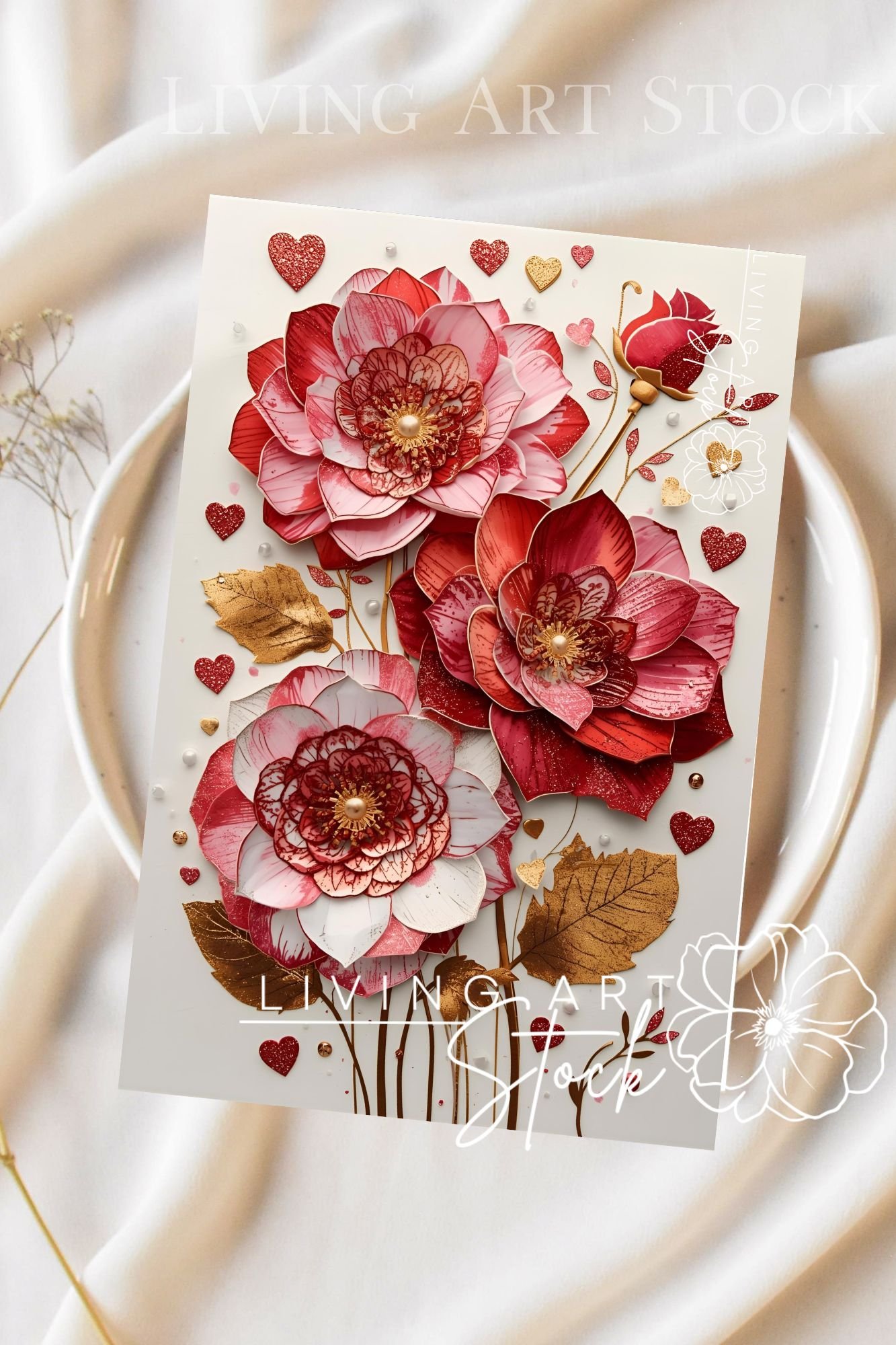 Paper-cut flowers card design