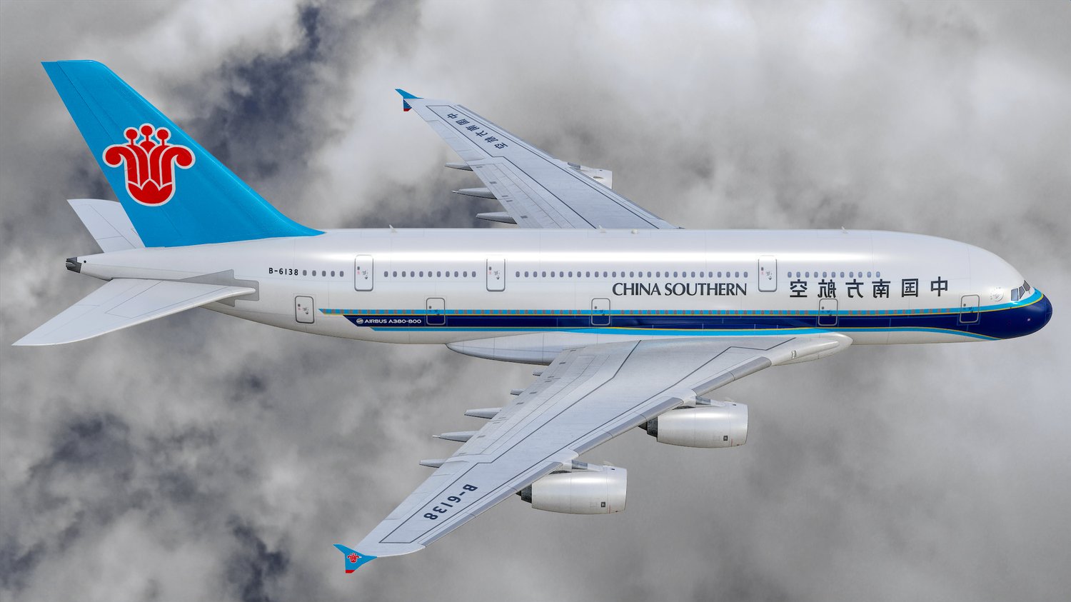 www.3dgtx.com - Animated Airbus A380-800 Airliner 4 - China Southern Airlines - Highpoly - Image 3