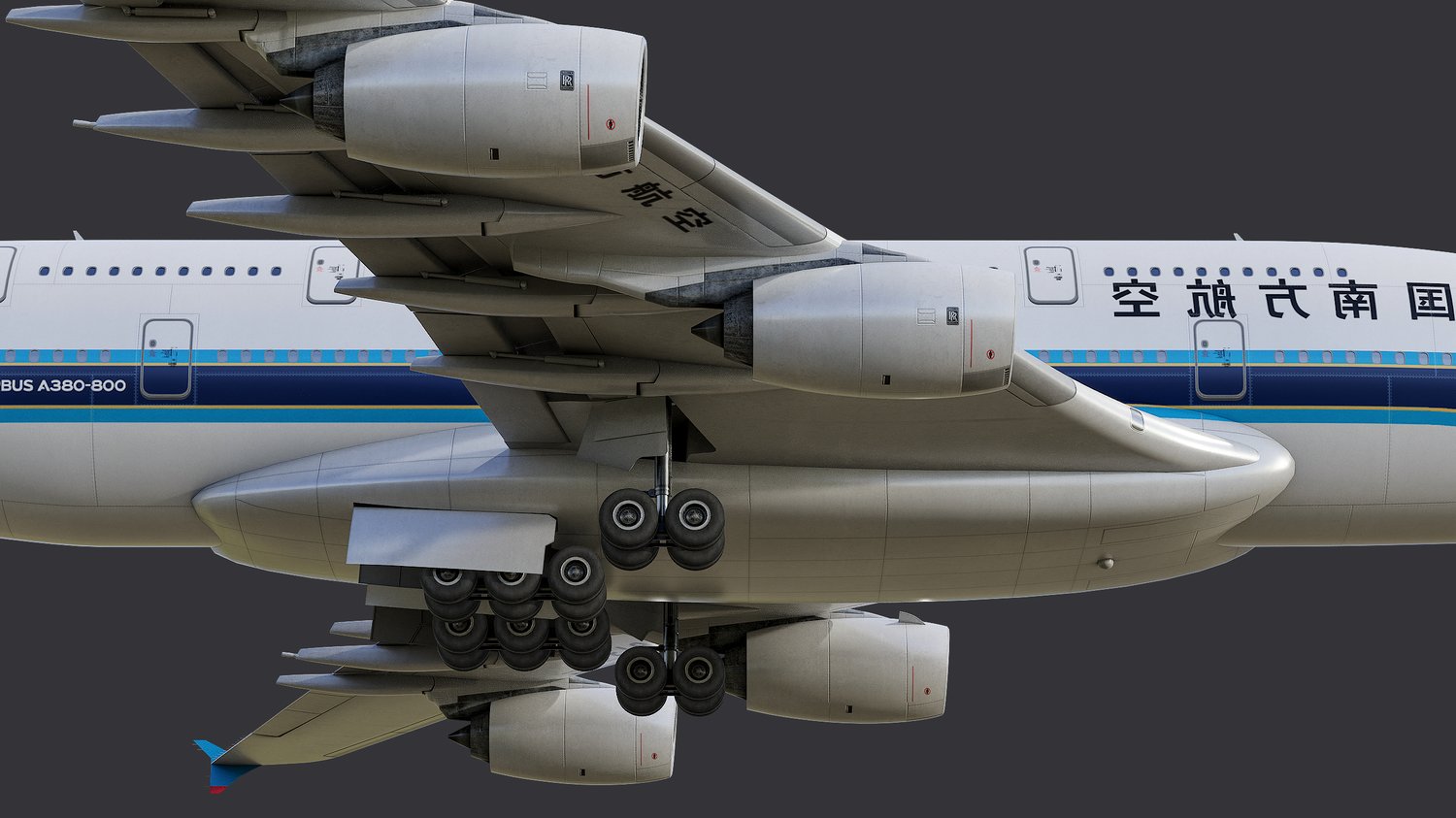 www.3dgtx.com - Animated Airbus A380-800 Airliner 4 - China Southern Airlines - Highpoly - Image 6