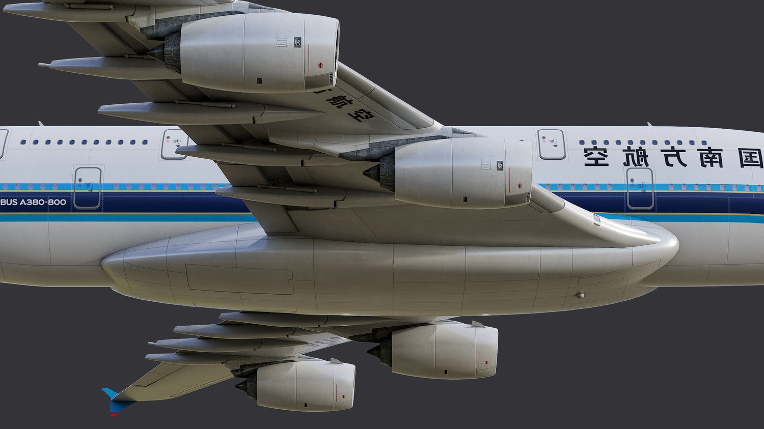 www.3dgtx.com - Animated Airbus A380-800 Airliner 4 - China Southern Airlines - Highpoly - Image 5