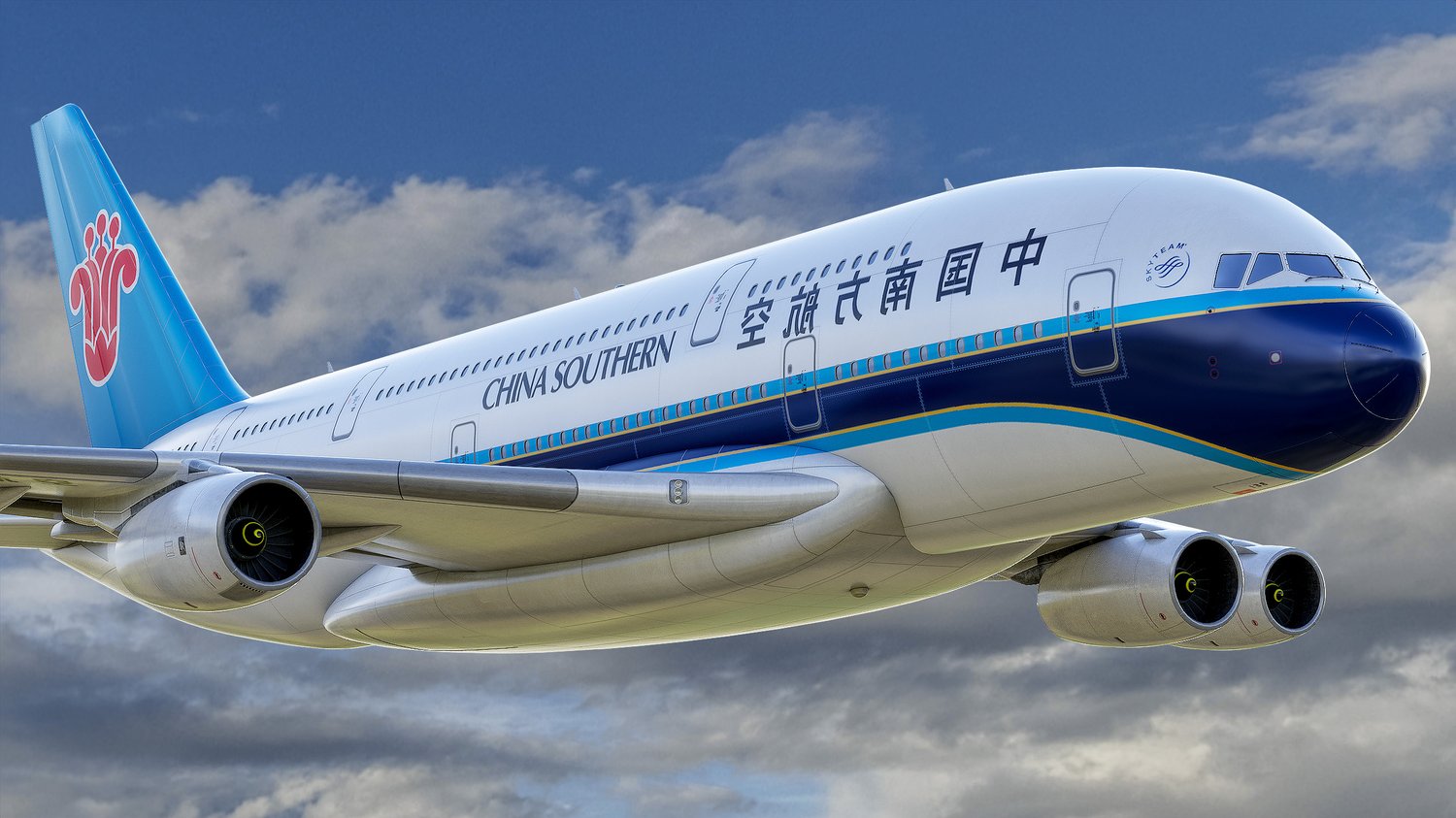 www.3dgtx.com - Animated Airbus A380-800 Airliner 4 - China Southern Airlines - Highpoly - Image 8