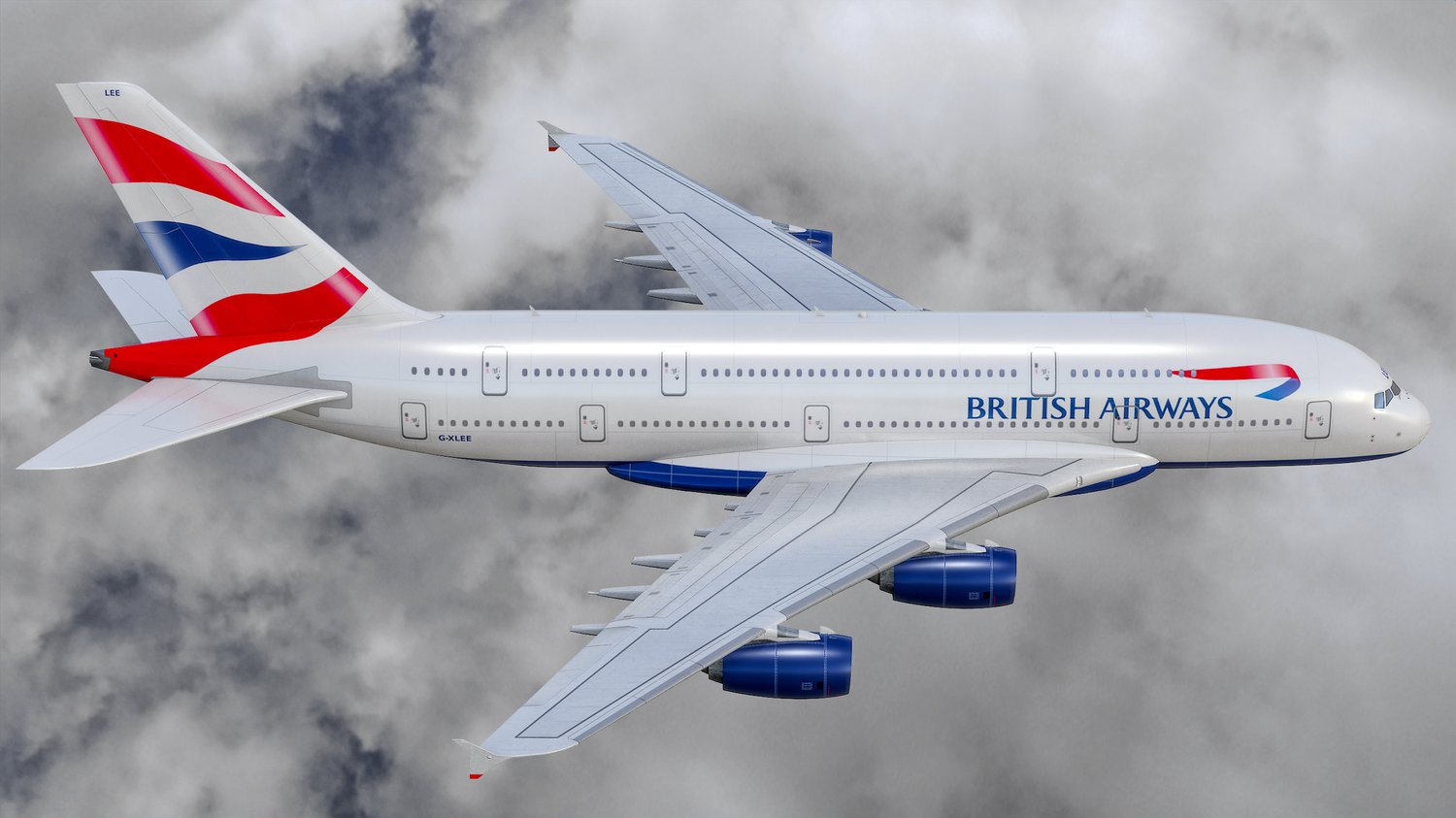 www.3dgtx.com - Animated Airbus A380-800 Airliner 5 - British Airways - Highpoly - Image 3