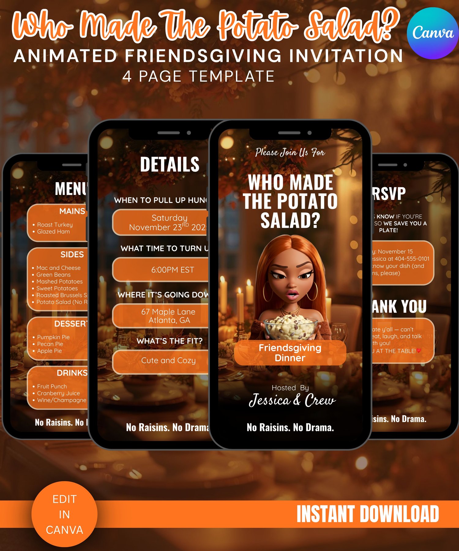 Friendsgiving  Animated Invitation  Fall Party Invite  Holiday Invite  Thanksgiving Party  Digital Invite  Party Animation  Friendsgiving 2025 Instant Download  Digital Party Invite  Animated e-Invite