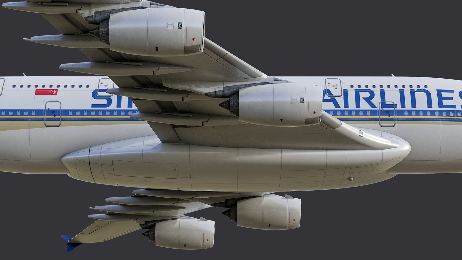 www.3dgtx.com - Animated Airbus A380-800 Airliner 6 - Singapore Airlines - Highpoly - Image 5
