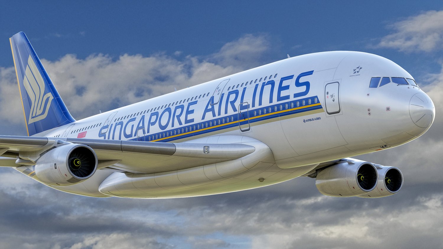 www.3dgtx.com - Animated Airbus A380-800 Airliner 6 - Singapore Airlines - Highpoly - Image 8