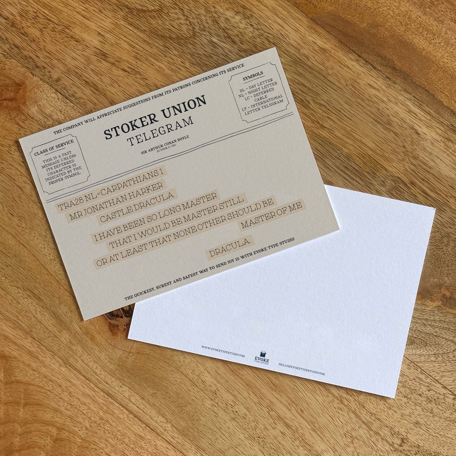 Literary quote notecard with line from Dracula