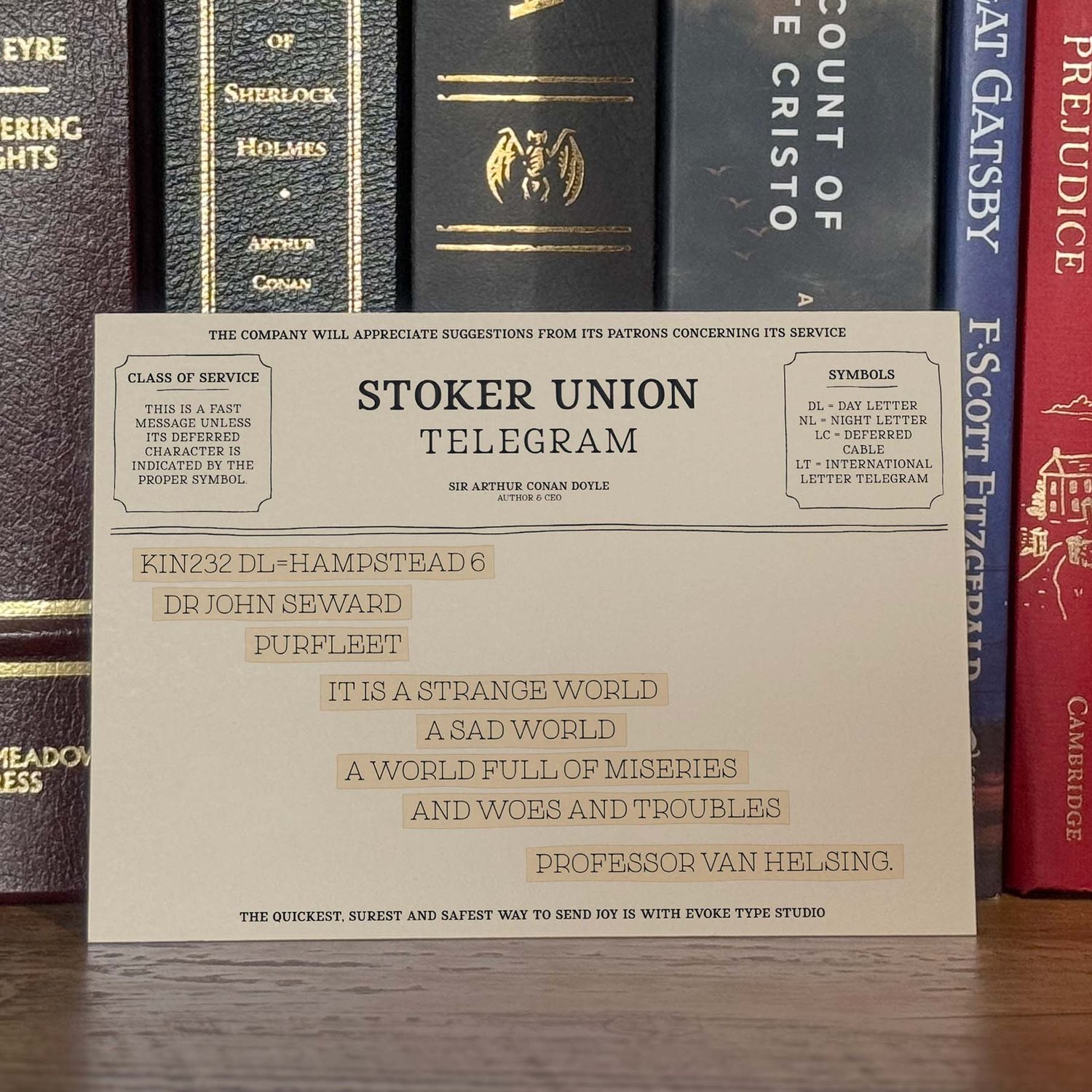 Van Helsing quote telegram notecard inspired by Dracula by Bram Stoker