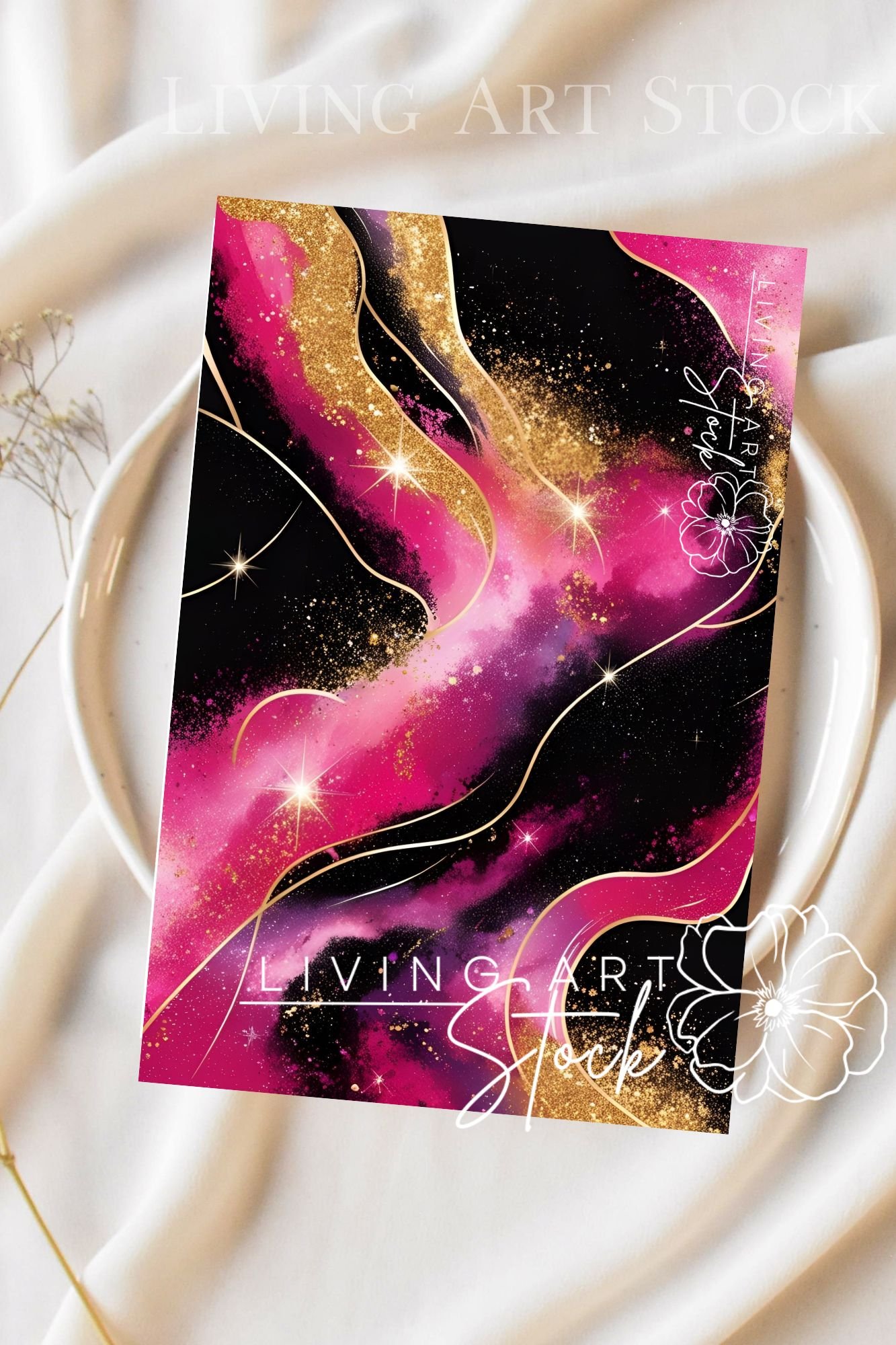 pink and gold abstract greeting card design