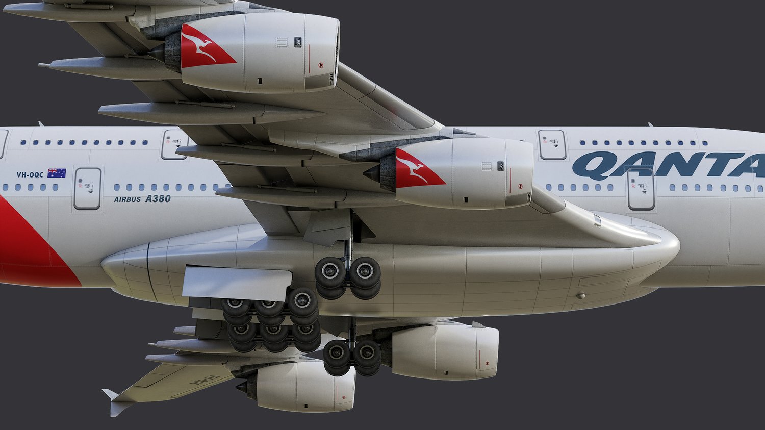 www.3dgtx.com - Animated Airbus A380-800 Airliner 7 - Qantas Airways - Highpoly - Image 6