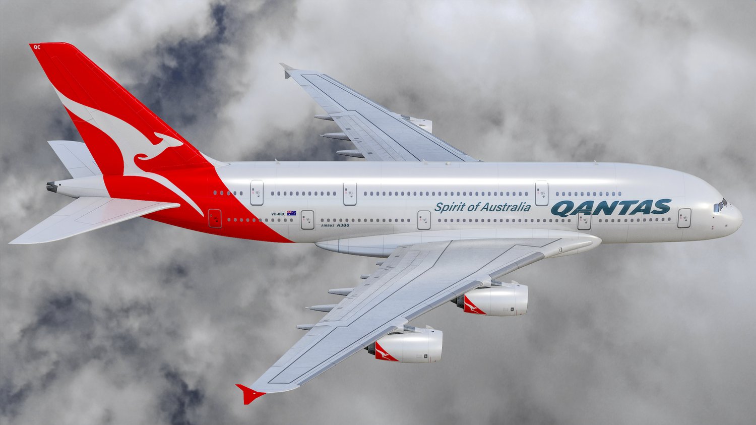 www.3dgtx.com - Animated Airbus A380-800 Airliner 7 - Qantas Airways - Highpoly - Image 3