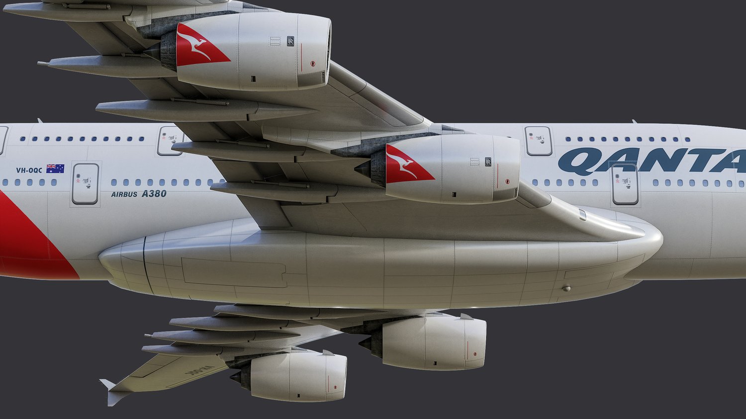 www.3dgtx.com - Animated Airbus A380-800 Airliner 7 - Qantas Airways - Highpoly - Image 5