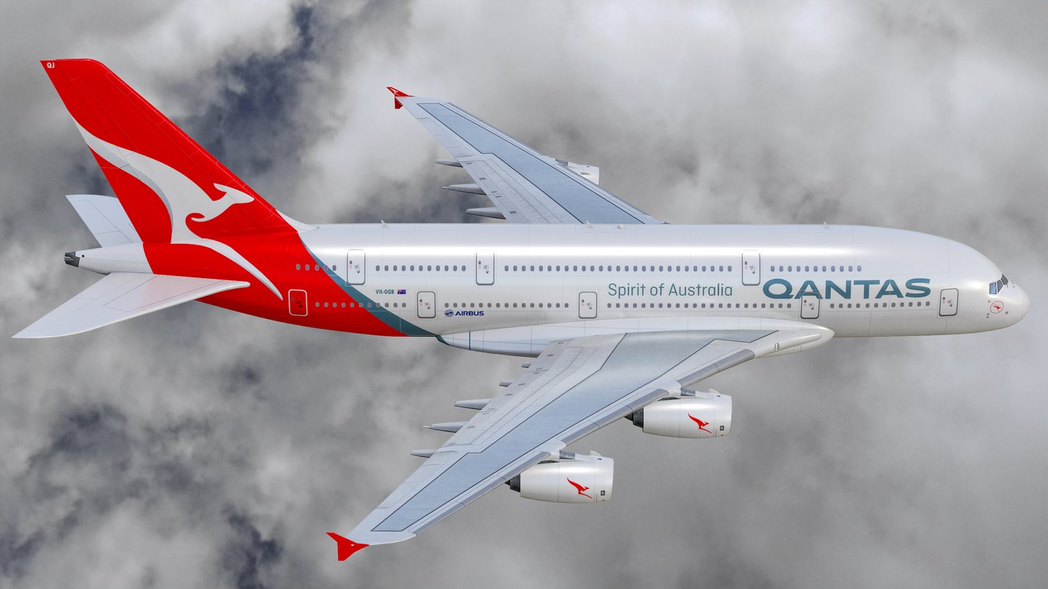 www.3dgtx.com - Animated Airbus A380-800 Airliner 8 - Qantas Airways - Highpoly - Image 3