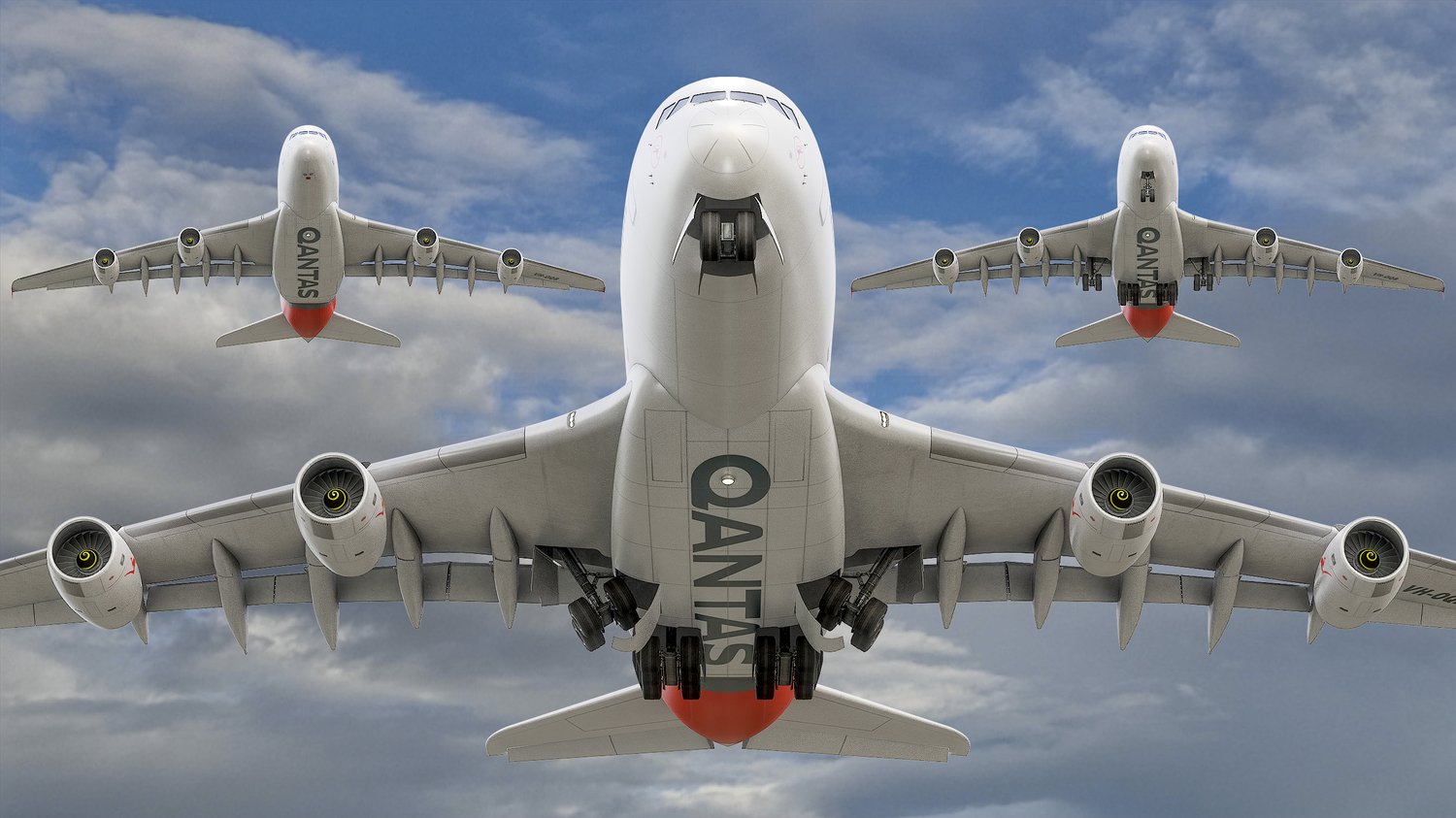 www.3dgtx.com - Animated Airbus A380-800 Airliner 8 - Qantas Airways - Highpoly - Image 1
