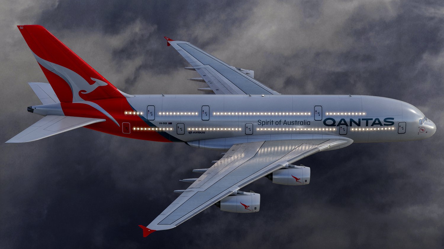 www.3dgtx.com - Animated Airbus A380-800 Airliner 8 - Qantas Airways - Highpoly - Image 4