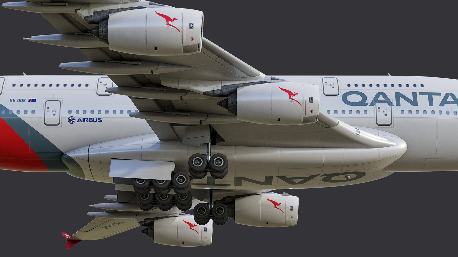 www.3dgtx.com - Animated Airbus A380-800 Airliner 8 - Qantas Airways - Highpoly - Image 6