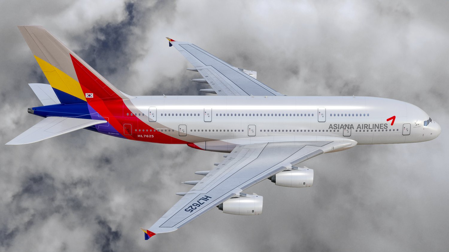 www.3dgtx.com - Animated Airbus A380-800 Airliner 9 - Asiana Airlines - Highpoly - Image 3