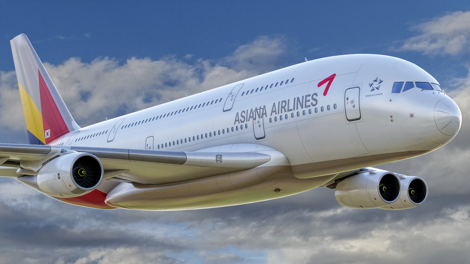 www.3dgtx.com - Animated Airbus A380-800 Airliner 9 - Asiana Airlines - Highpoly - Image 8