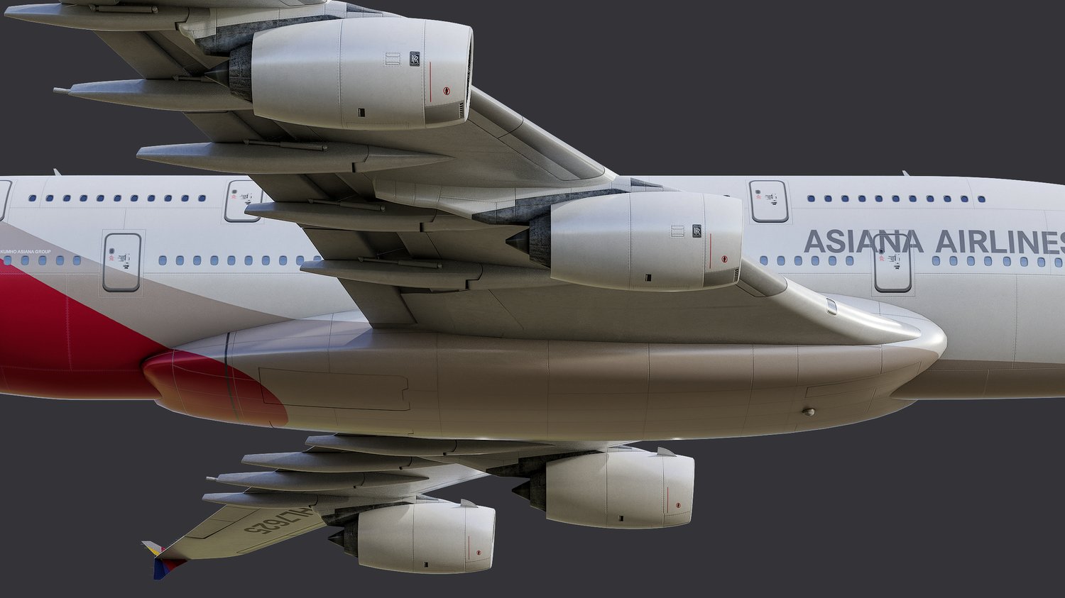 www.3dgtx.com - Animated Airbus A380-800 Airliner 9 - Asiana Airlines - Highpoly - Image 5