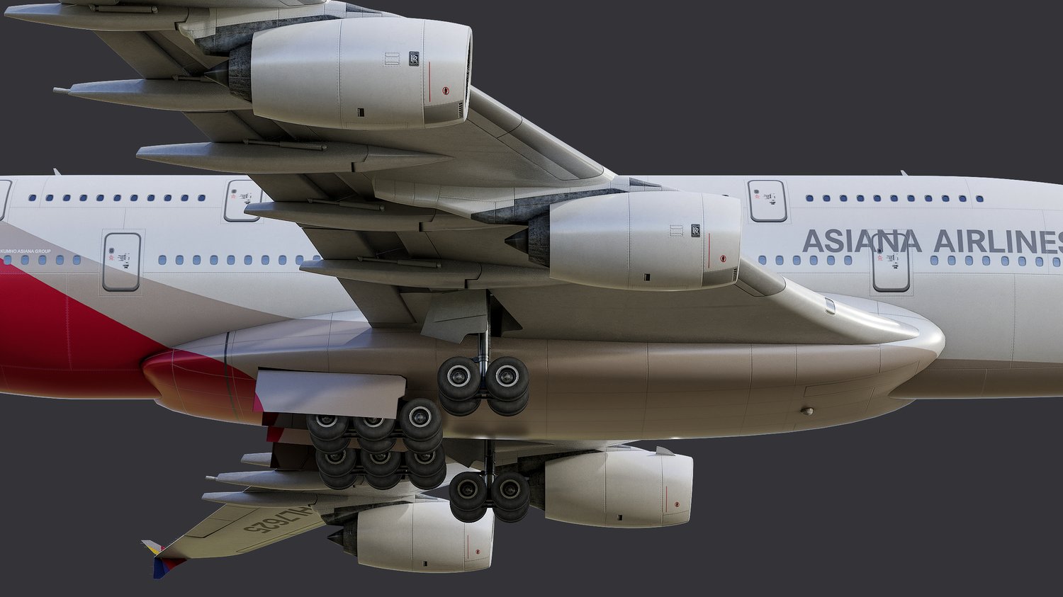 www.3dgtx.com - Animated Airbus A380-800 Airliner 9 - Asiana Airlines - Highpoly - Image 6