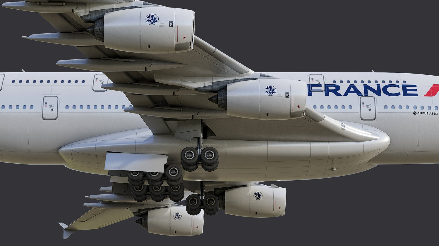 www.3dgtx.com - Animated Airbus A380-800 Airliner 10 - Air France - Highpoly - Image 6