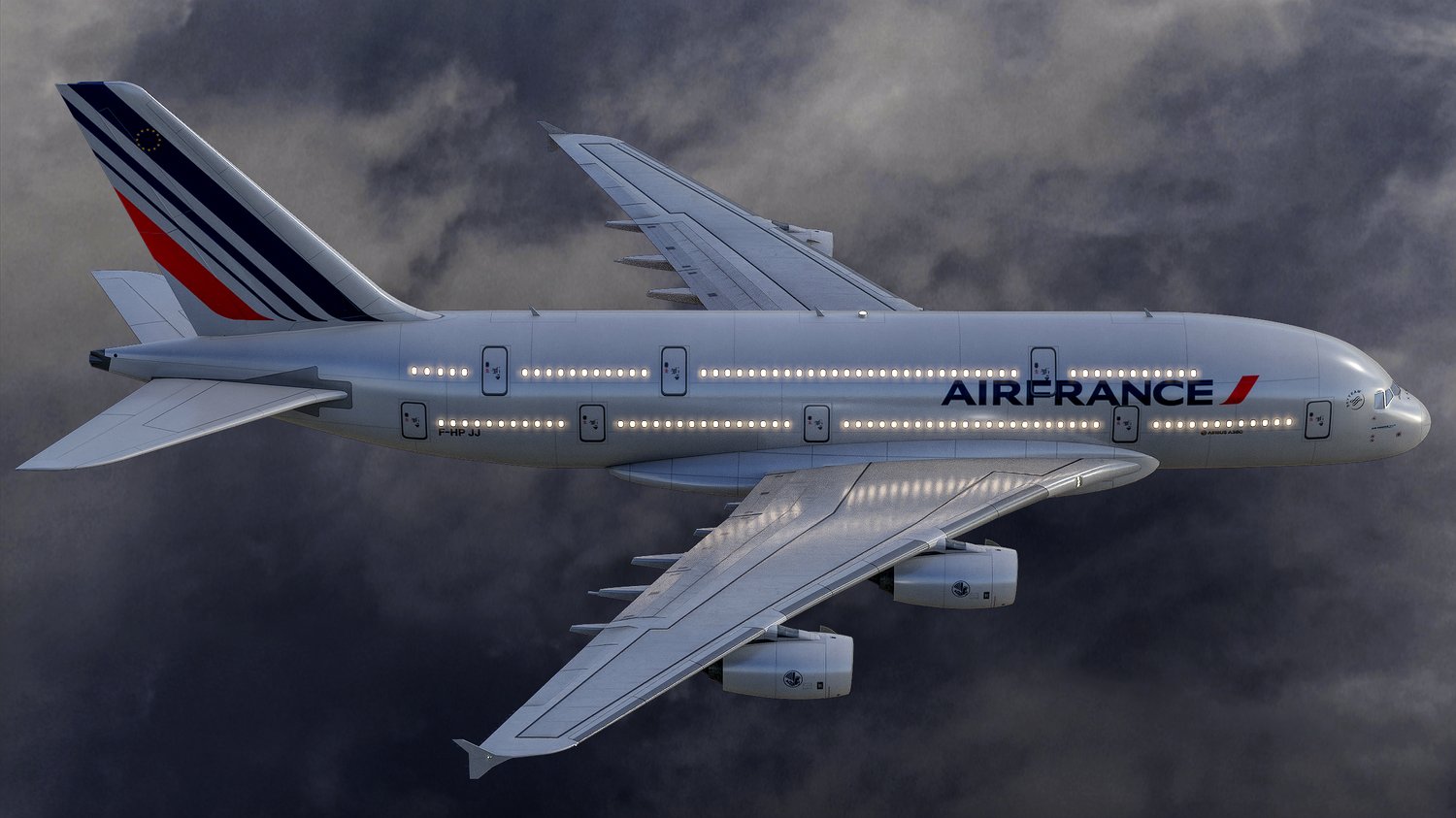 www.3dgtx.com - Animated Airbus A380-800 Airliner 10 - Air France - Highpoly - Image 4