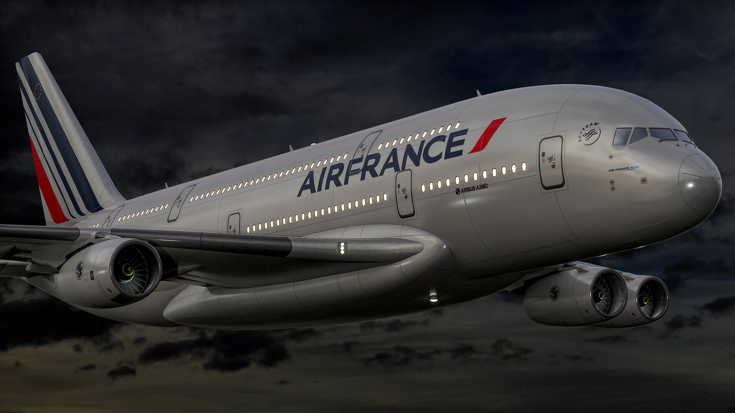 www.3dgtx.com - Animated Airbus A380-800 Airliner 10 - Air France - Highpoly - Image 9