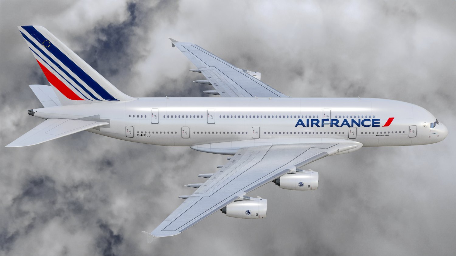 www.3dgtx.com - Animated Airbus A380-800 Airliner 10 - Air France - Highpoly - Image 3