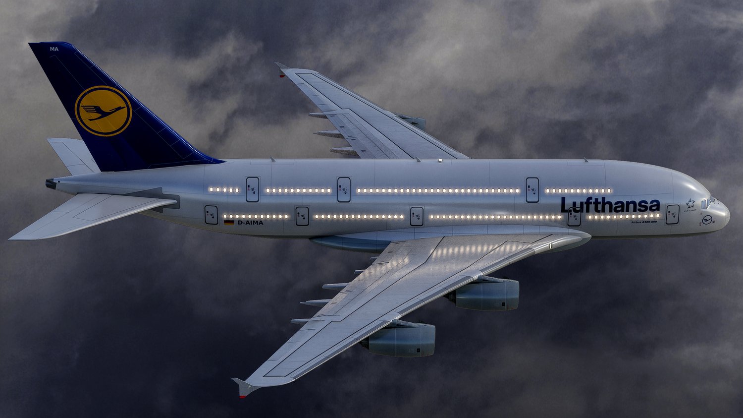 www.3dgtx.com - Animated Airbus A380-800 Airliner 11 - Lufthansa - Highpoly - Image 4