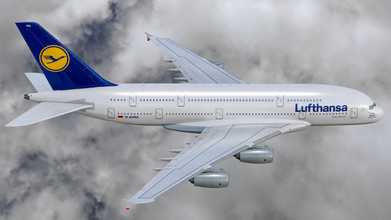 www.3dgtx.com - Animated Airbus A380-800 Airliner 11 - Lufthansa - Highpoly - Image 3