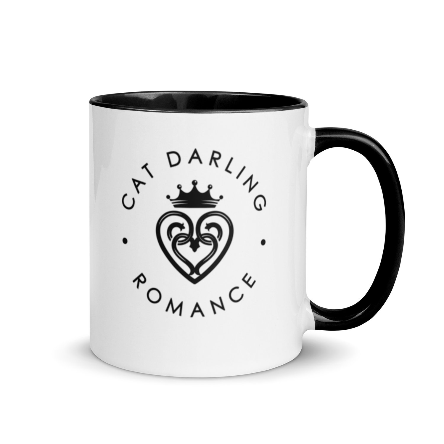 Author Cat Darling branded mug with coloured handle and inside
