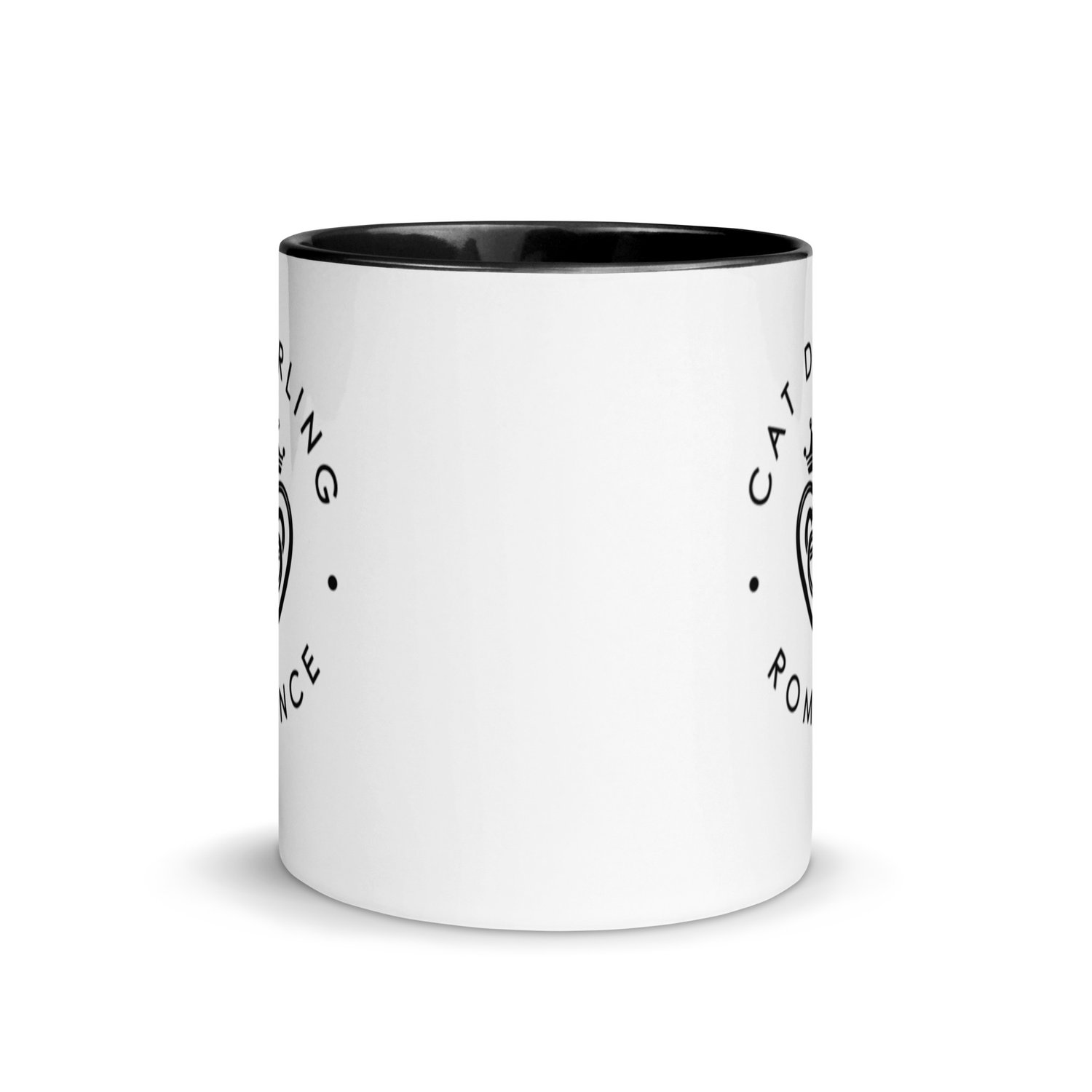 Author Cat Darling branded mug with coloured handle and inside