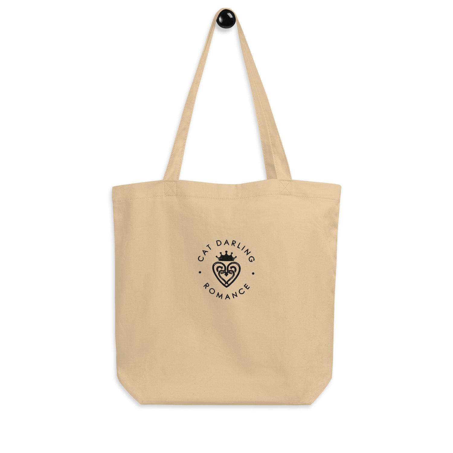 Author Cat Darling branded tote bag hanging