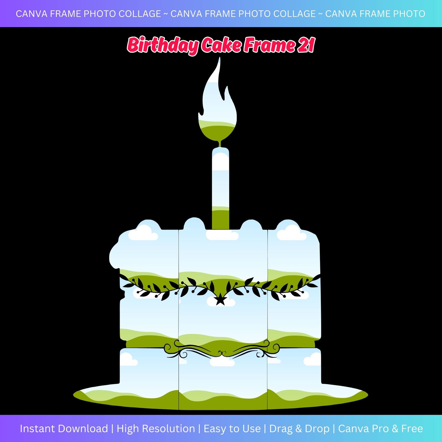 Canva Photo Collage - Birthday Cake Frame 21