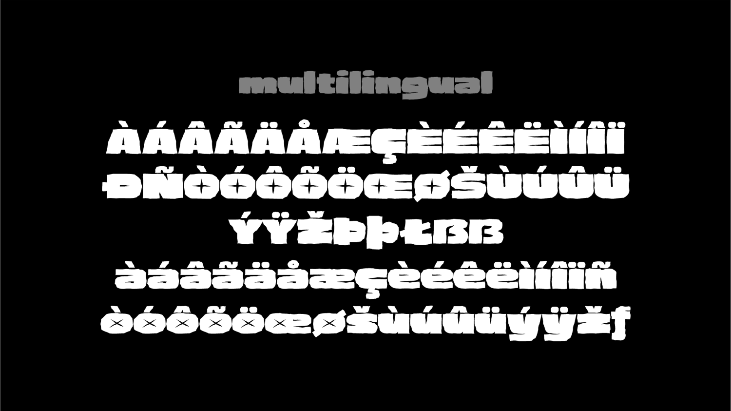 Legion Blaze Font multilingual support preview – accented letters and extended Latin characters.