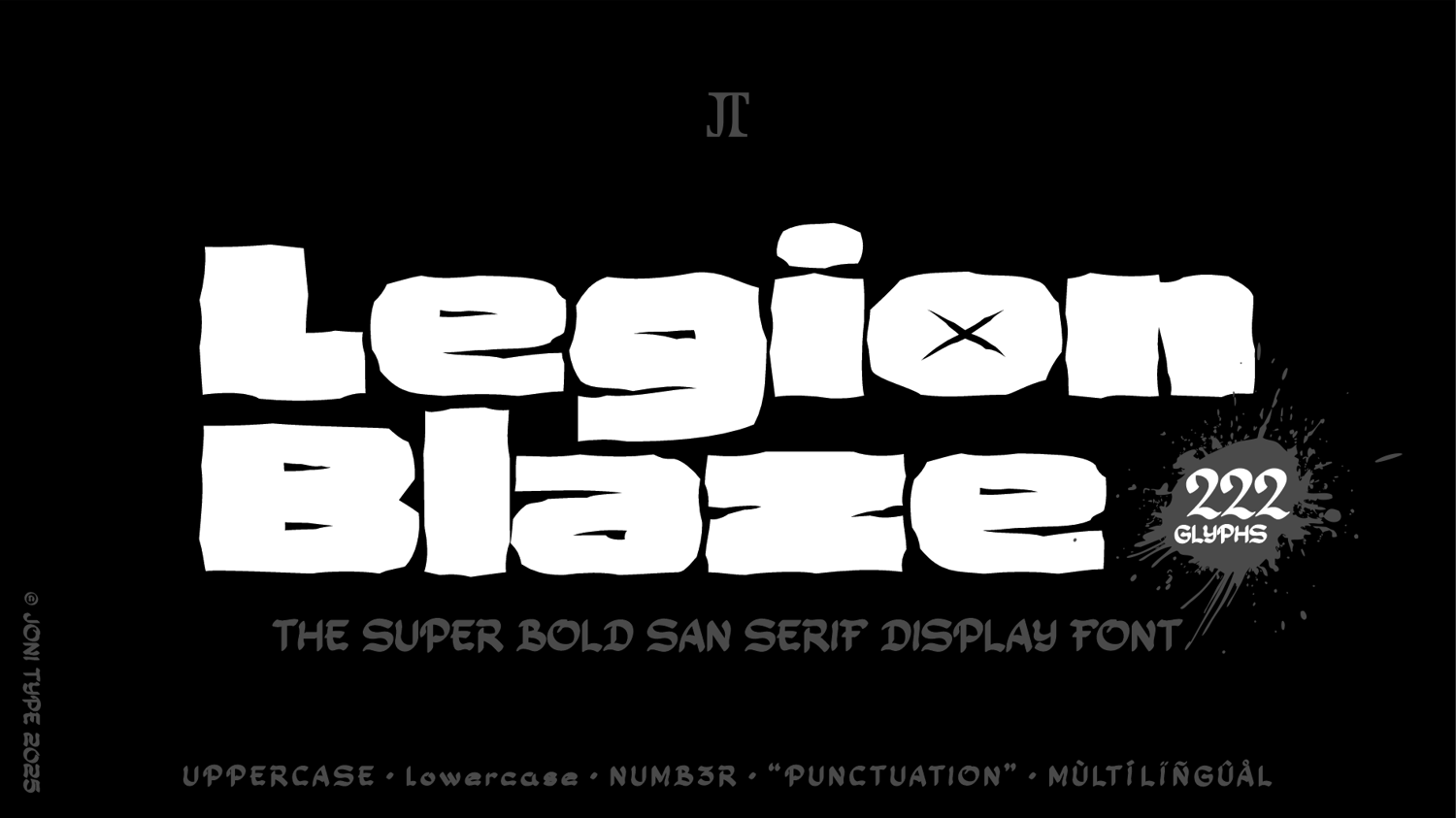 Legion Blaze Font – Super Bold Sans Serif Display Typeface with 222 Glyphs, perfect for headlines, posters, and modern branding.
