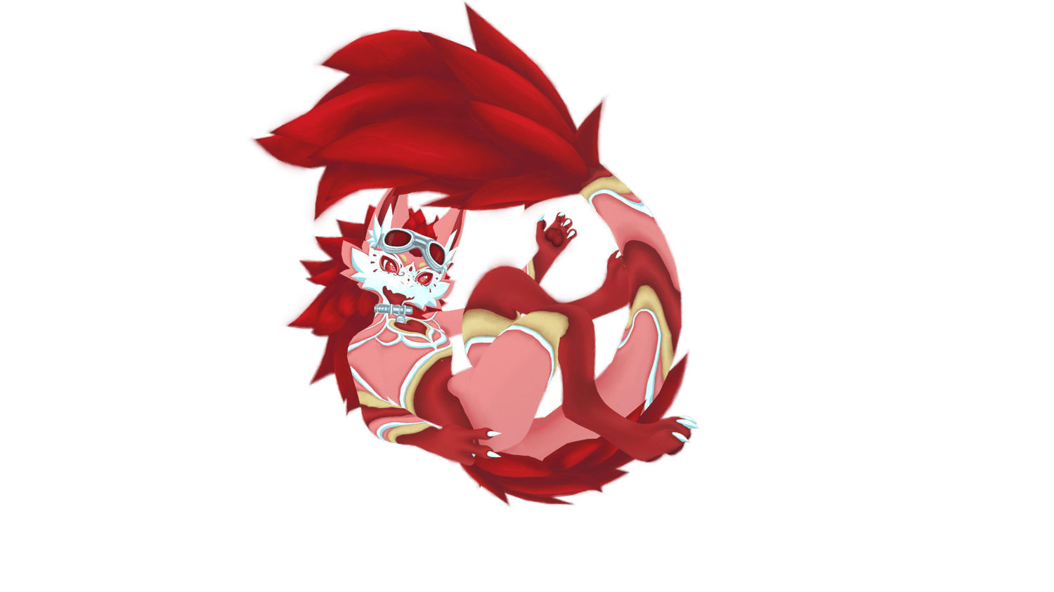 Strawberry Jello beast(NovaBeast). Sitting curled into a ball