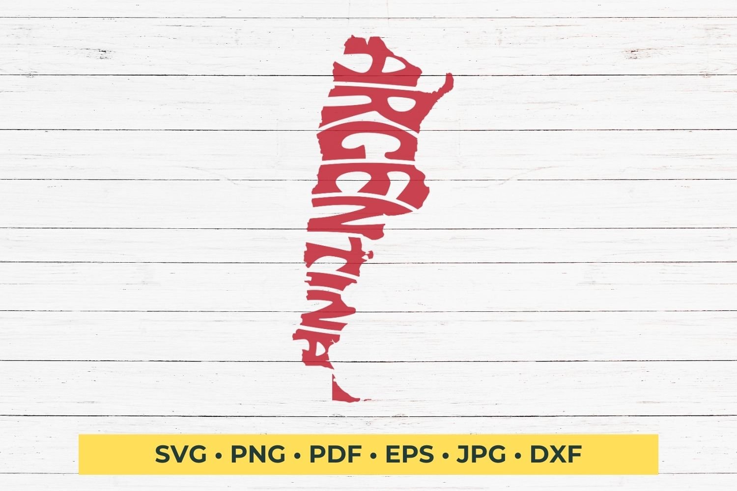 This design features the word Argentina beautifully integrated into the silhouette of the country.