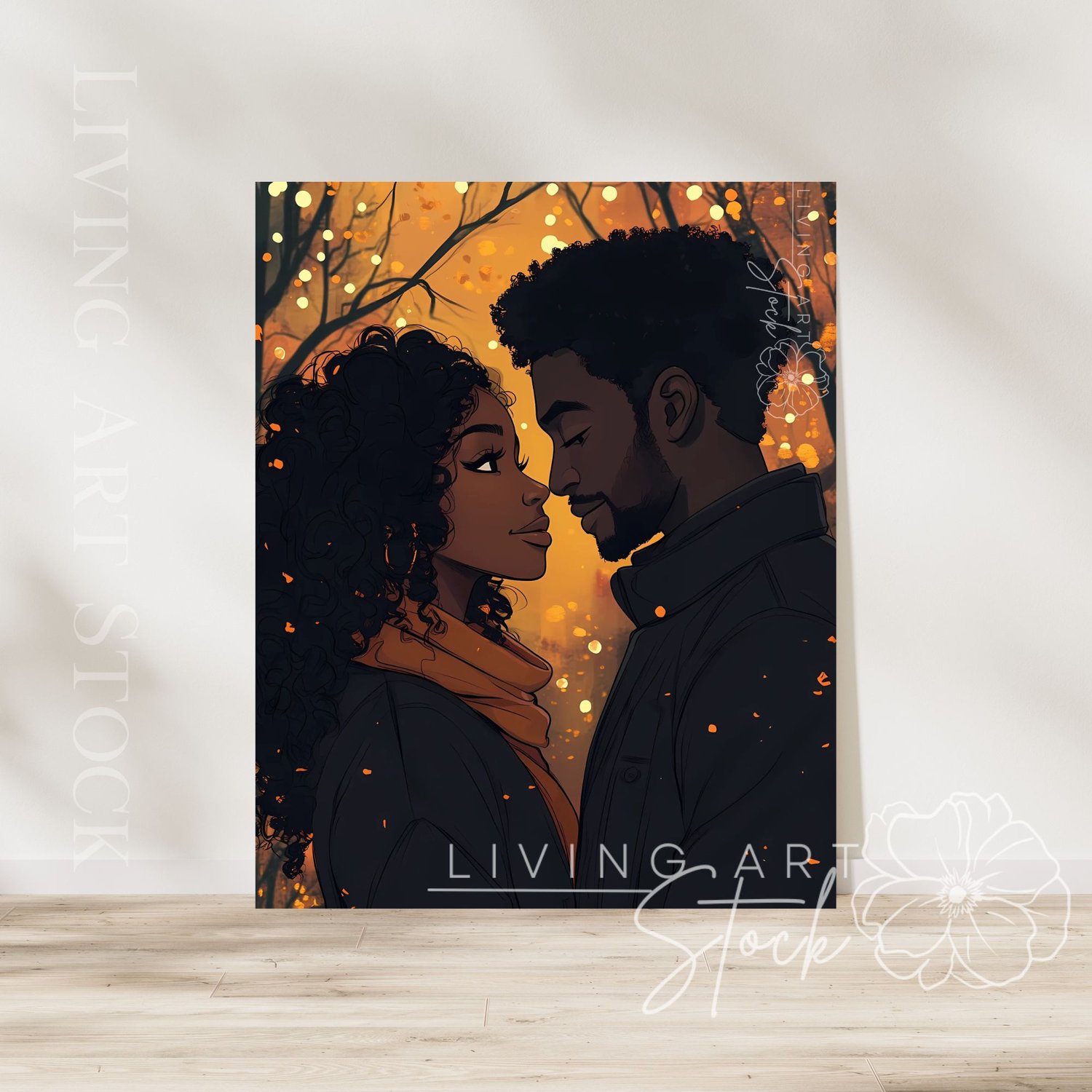 Black Love Autumn wall art illustration