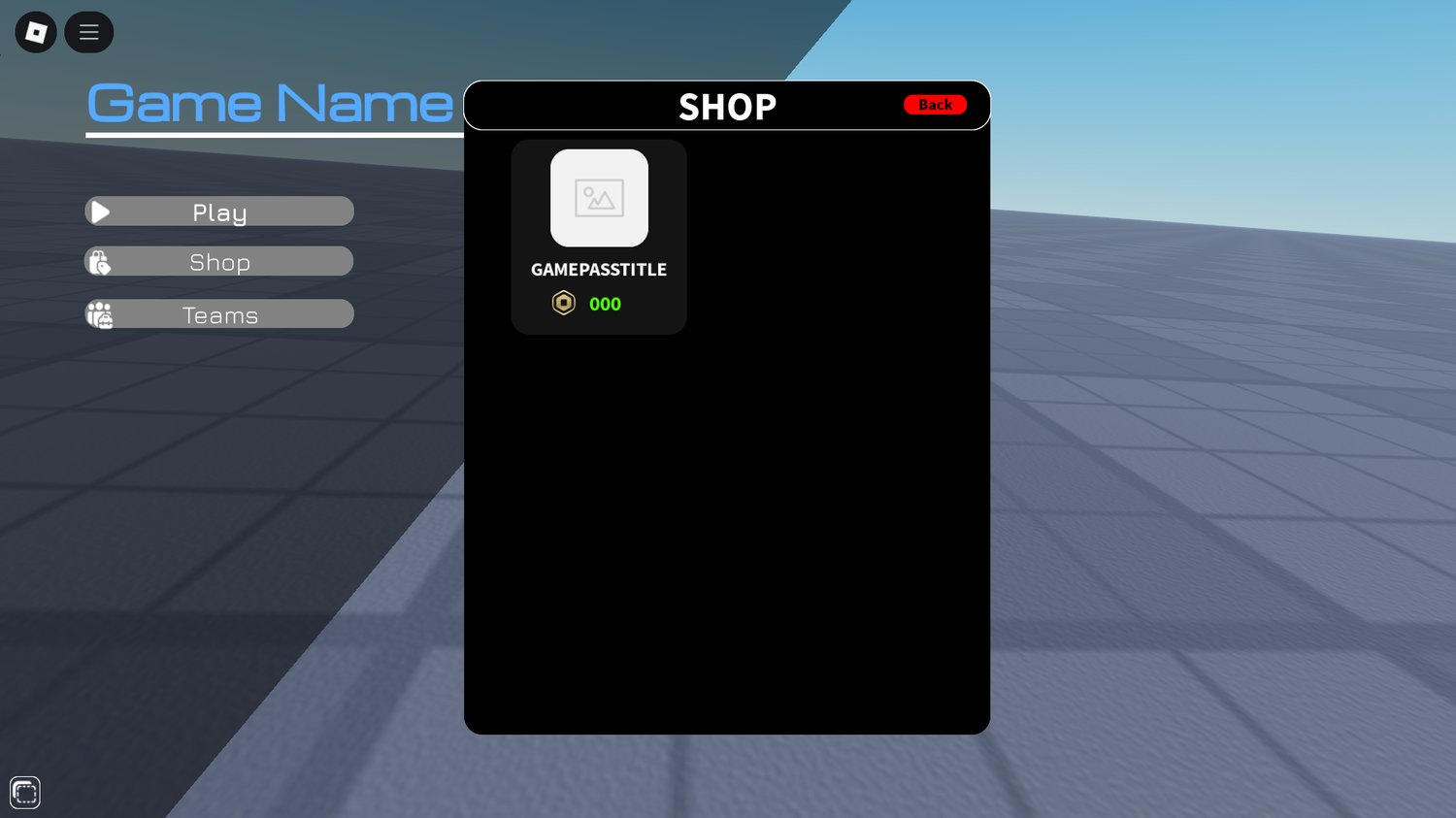 Roblox main menu UI system interface