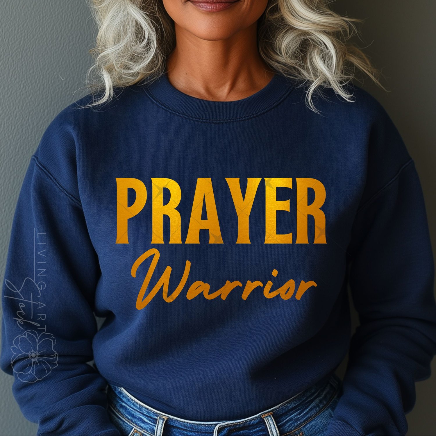 Prayer warrior Christian Blue Sweatshirt Design