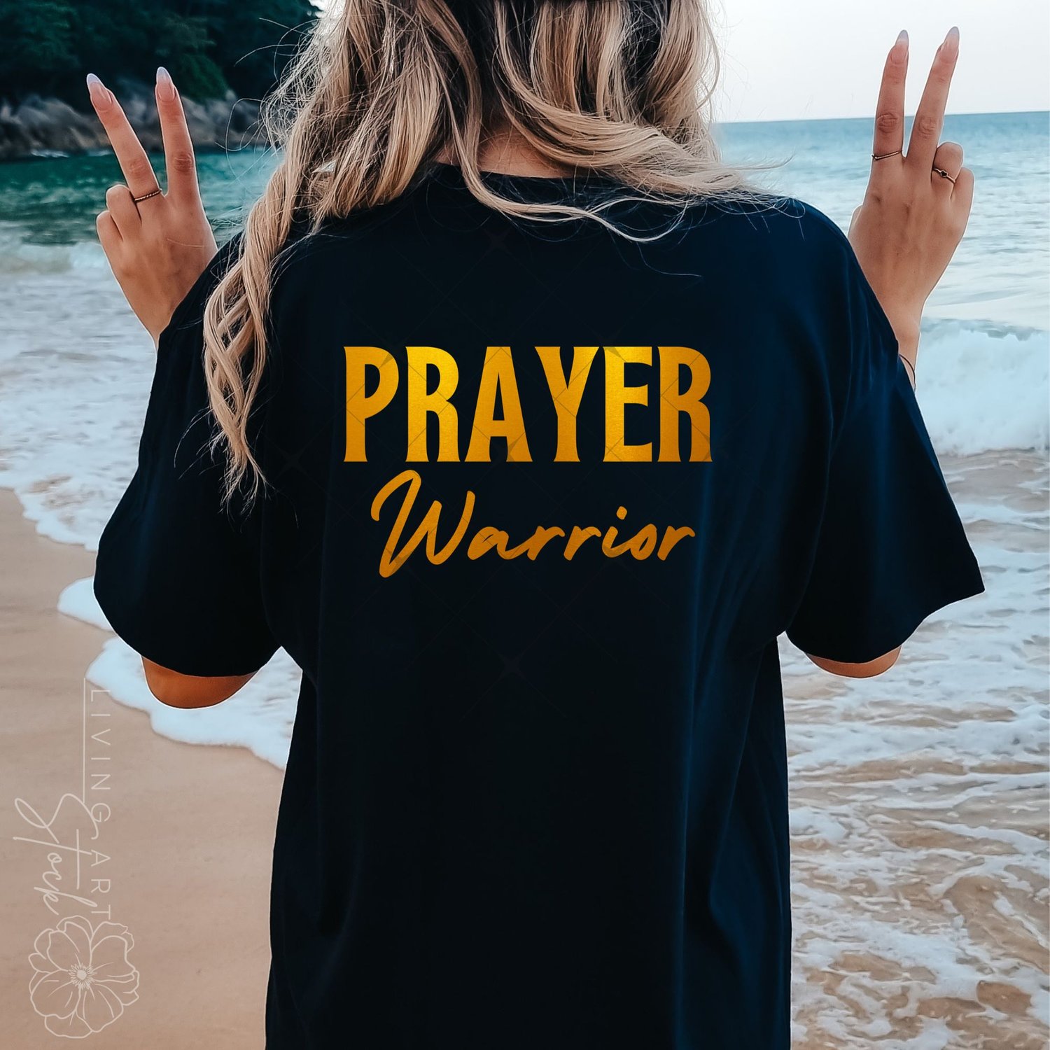 Prayer warrior Christian Black T-shirt Design