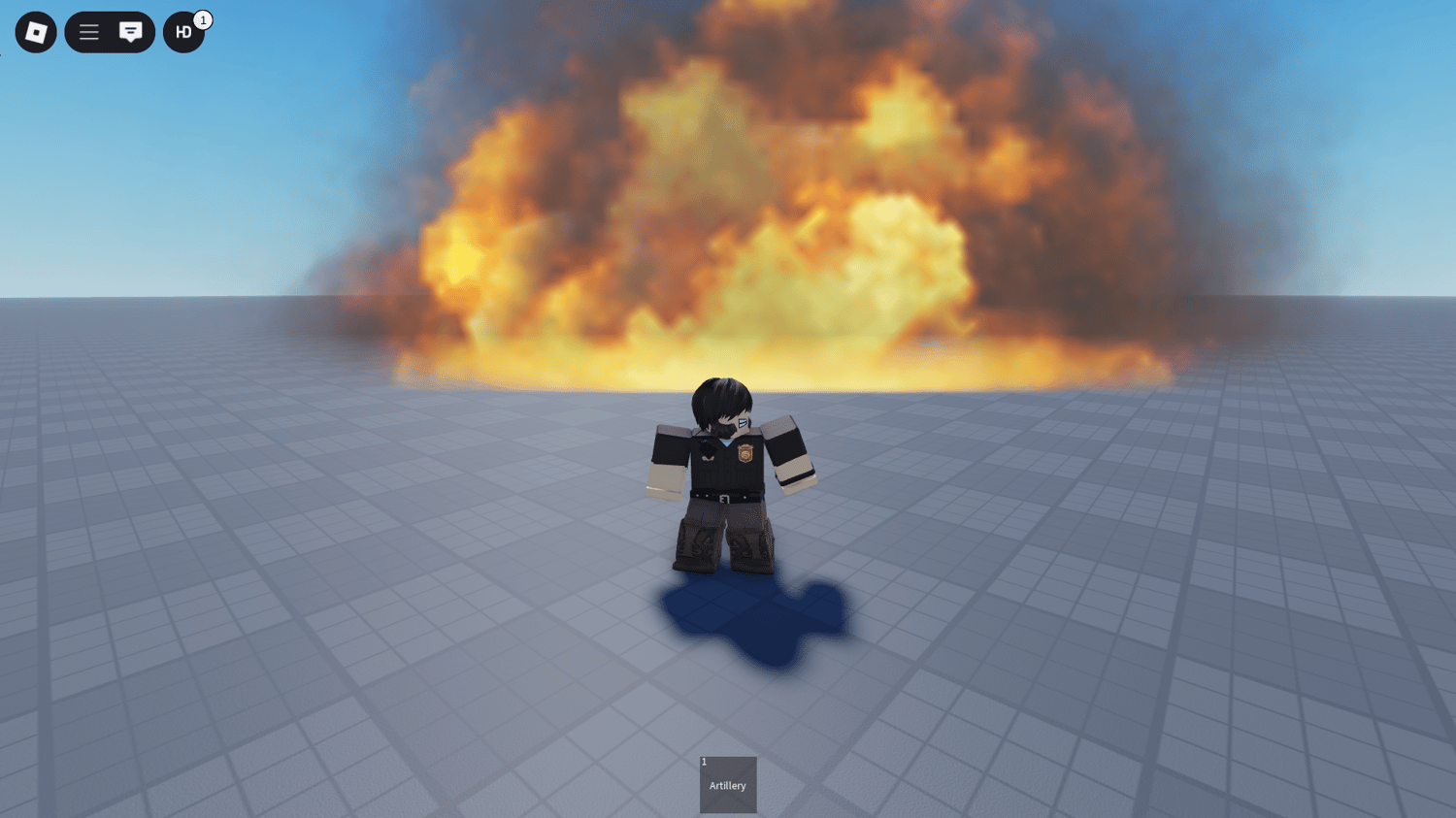 Cinematic explosion and smoke effects from Roblox Howitzer system