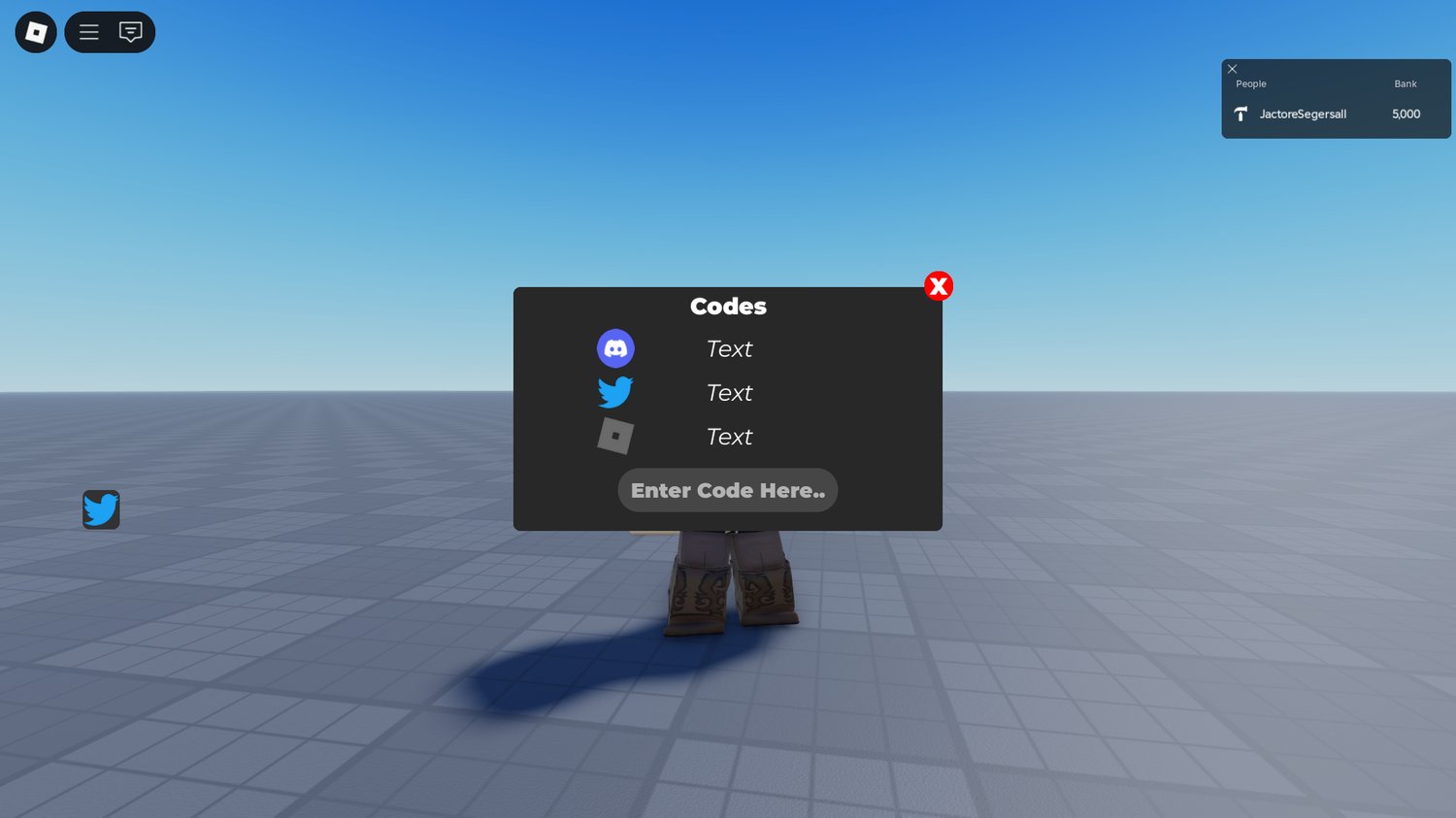 Player entering reward code in Roblox game